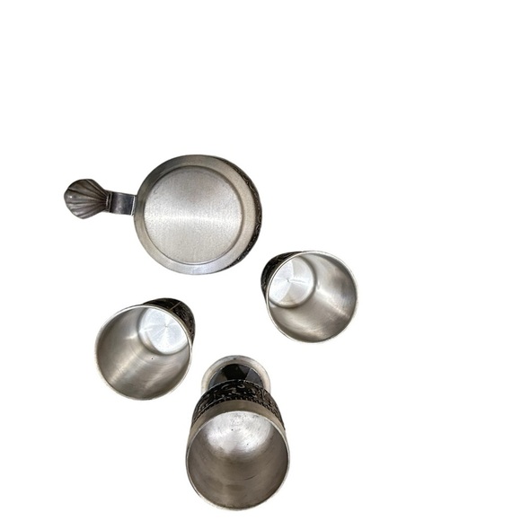 Vtg. Ha ha rein zinn german pewter hunting scene Drinkware Set marked - Picture 11 of 15